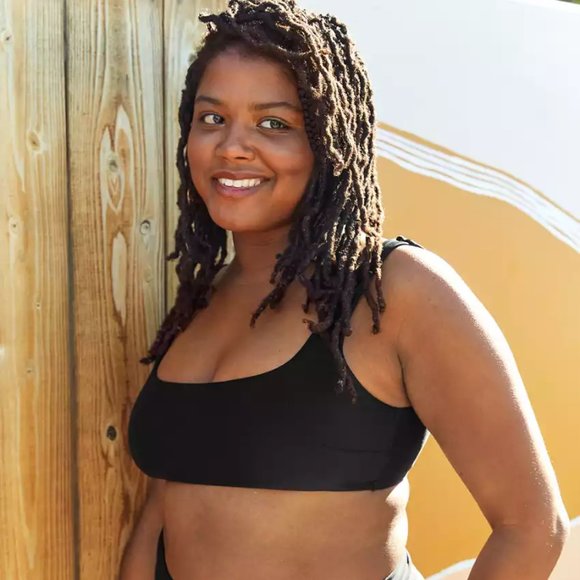 NWT Aerie Wide Strap Scoop Bikini Top - Black, Size XL - Comfy & Stylish - Picture 5 of 9